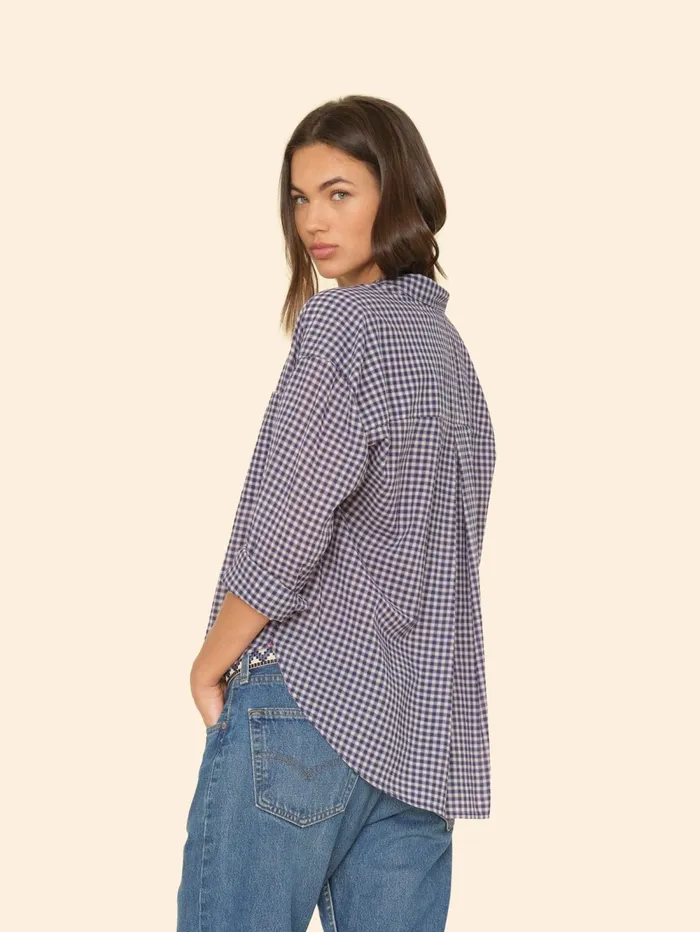 XRENA Stone Blue Jordy Plaid Shirt Women Shirts XRENA Stone Blue Jordy Plaid Shirt Women Shirts