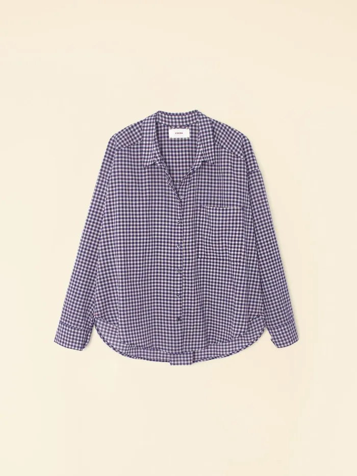 XRENA Stone Blue Jordy Plaid Shirt Women Shirts XRENA Stone Blue Jordy Plaid Shirt Women Shirts