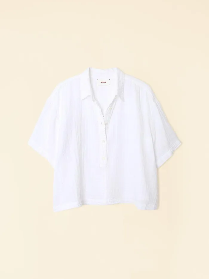 XRENA White Ansel Gauze Top Women Tops XRENA White Ansel Gauze Top Women Tops