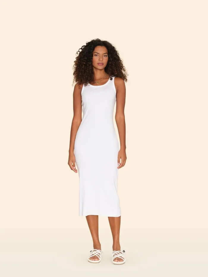 XRENA White Ashleigh Rib Dress Women Dresses