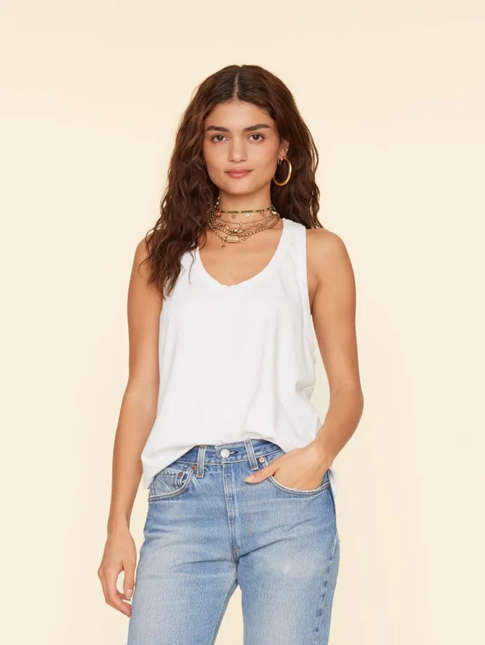 XRENA White Jett Tank Women Sweats and Tees