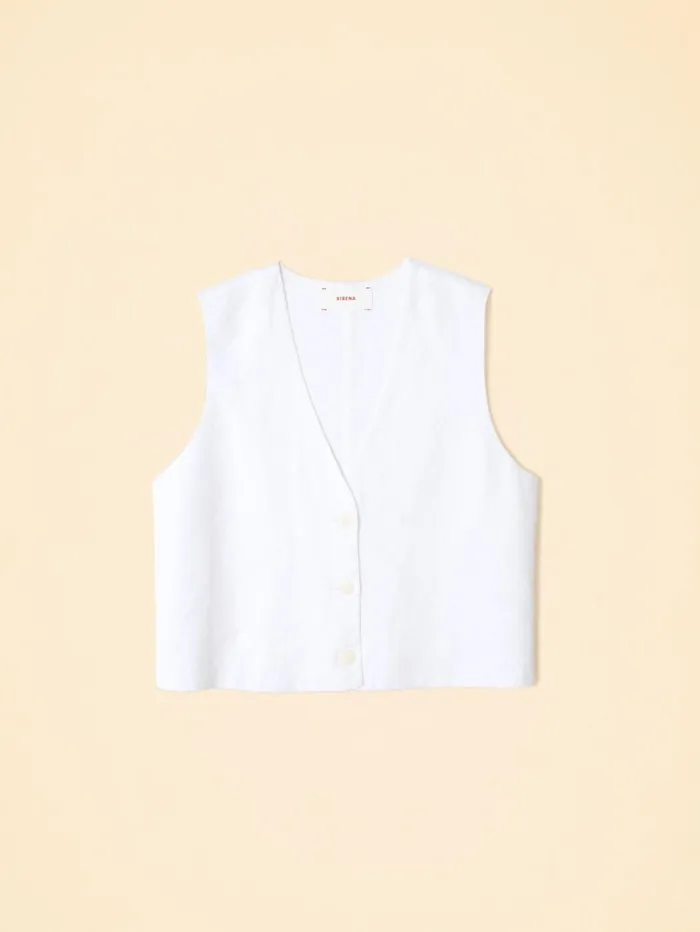 XRENA White Vida Vest Women Tops
