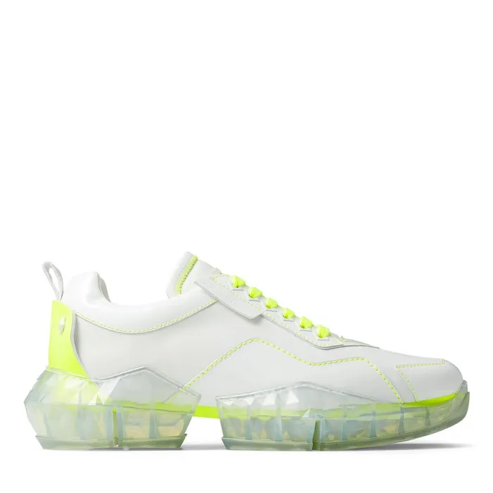 YkDiamondM White Leather Low Top Trainers With NeonYellow Trim Whitewhiteneon Yellow Men JIMMY CHOO Sneakers YkDiamondM White Leather Low Top Trainers With NeonYellow Trim Whitewhiteneon Yellow Men JIMMY CHOO Sneakers