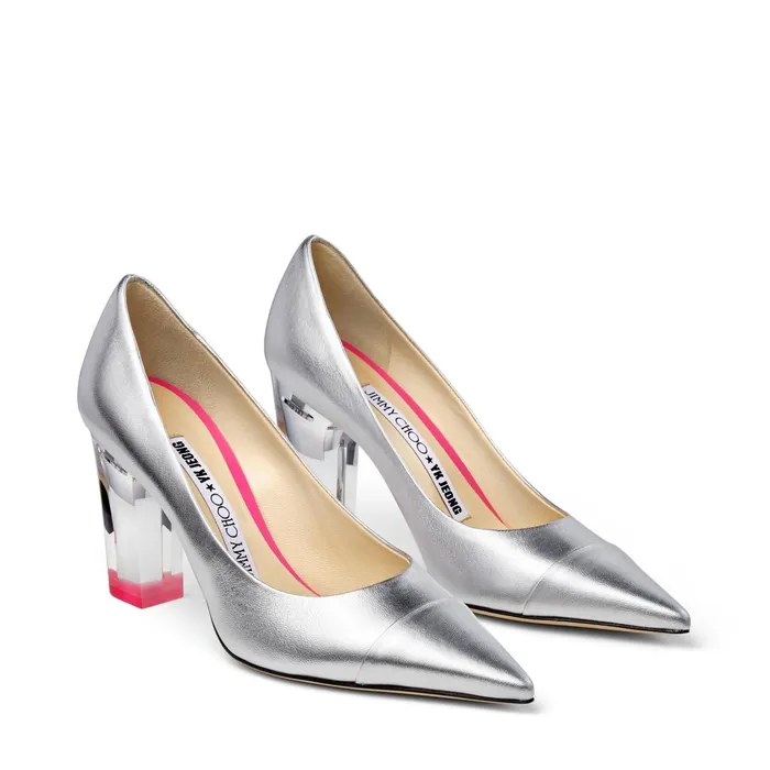 YkLove Silver Metallic Leather Pointed Pumps Silversilver Women JIMMY CHOO Pumps