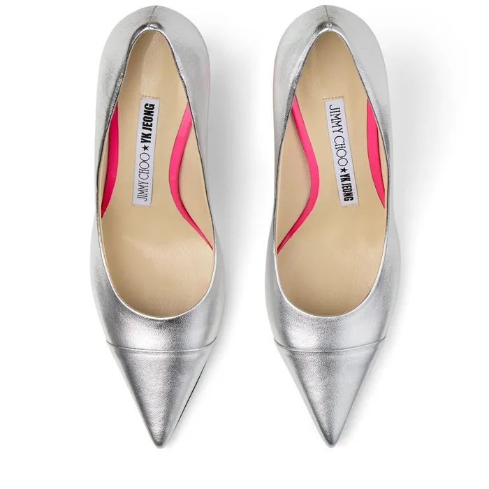 YkLove Silver Metallic Leather Pointed Pumps Silversilver Women JIMMY CHOO Pumps