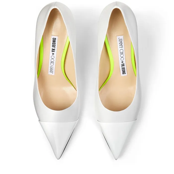 YkLove White Patent Leather Pointed Pumps Whitewhite Women JIMMY CHOO Pumps